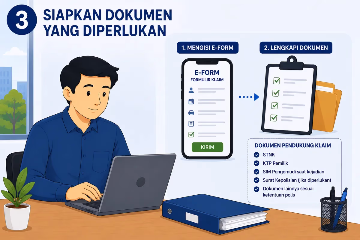 Dokumen STNK, KTP, SIM, dan surat kepolisian di atas meja