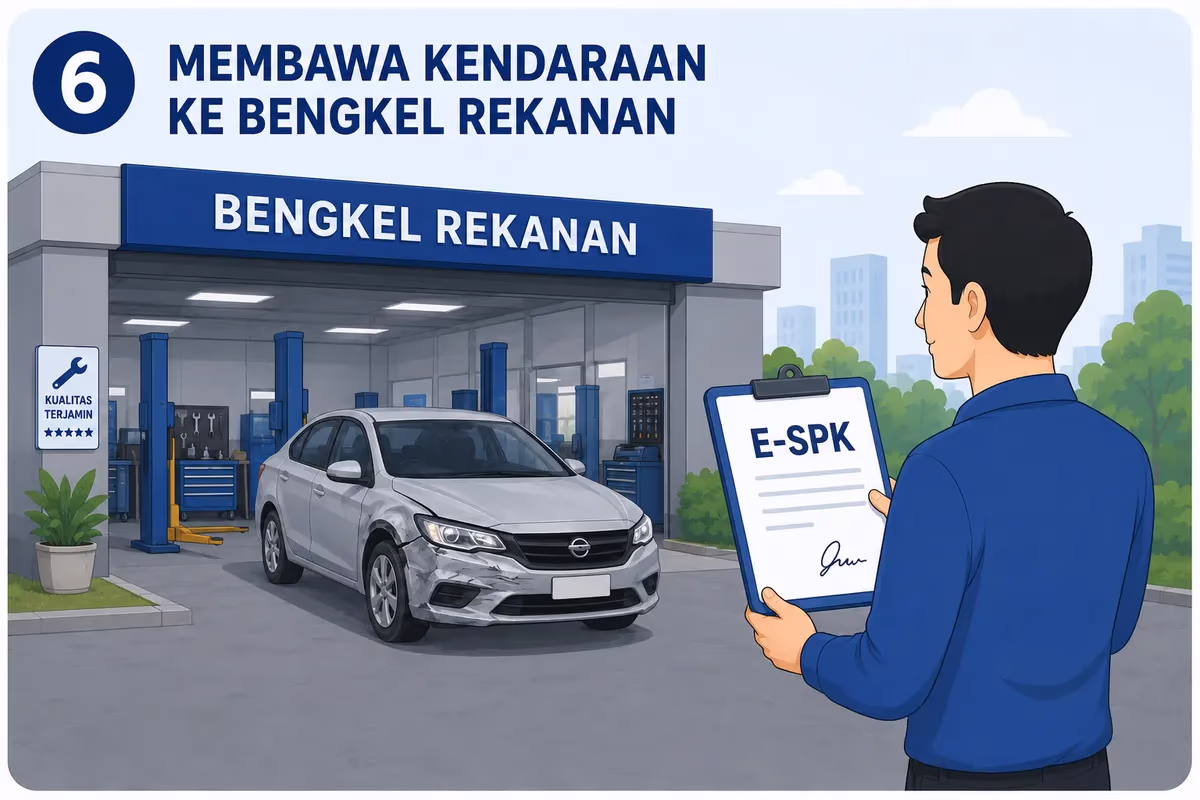 Nasabah membawa E-SPK ke bengkel rekanan